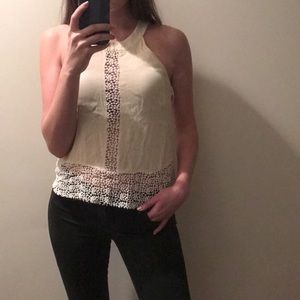 Cream tank with lace detail